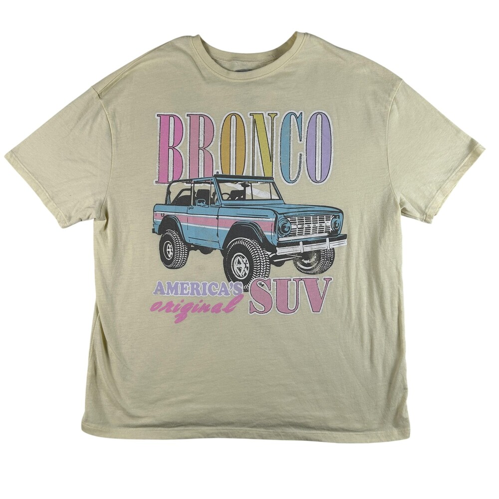 Ford Bronco Shirt Womens Small Yellow Graphic Crewneck Tee T-Shirt Retro SUV